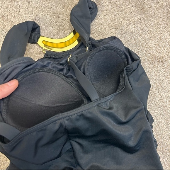 MIRACLESUIT black mother of pearl detail halter one piece swimsuit Sz 8 - Picture 4 of 11